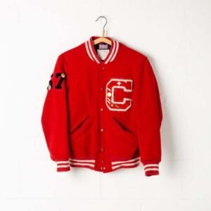 Clackamas Red With White Striped Varsity And Letterman Jacket