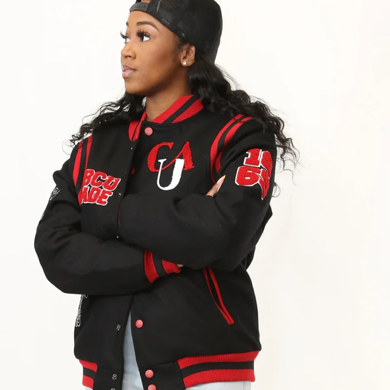 Clark Atlanta Black And Red Wool Varsity Jacket