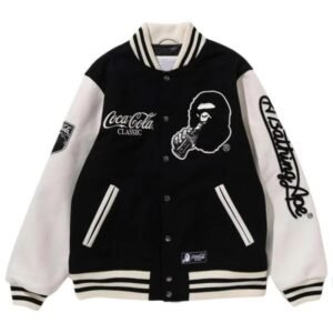 Coca Cola Black And White Wool Varsity Jacket