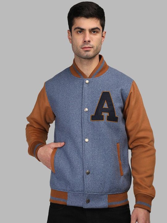 Colourblocked-Grey-And-Brown-Cotton-Varsity-Jacket-1.jpg Colourblocked Grey And Brown Cotton Varsity Jacket