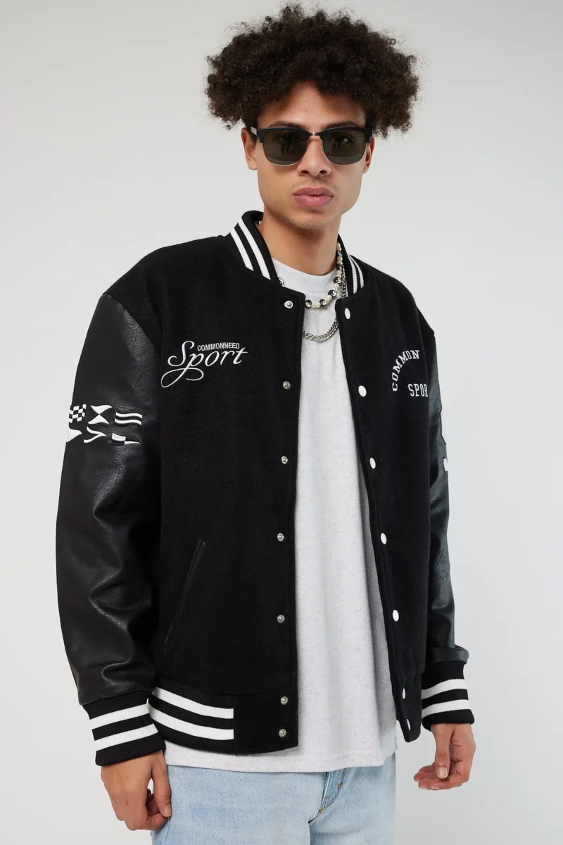 Common-Need-Sport-Black-Wool-And-Leather-Varsity-Jacket-1.webp