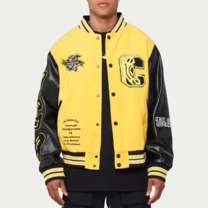 Couture Yellow And Black Letterman Jacket