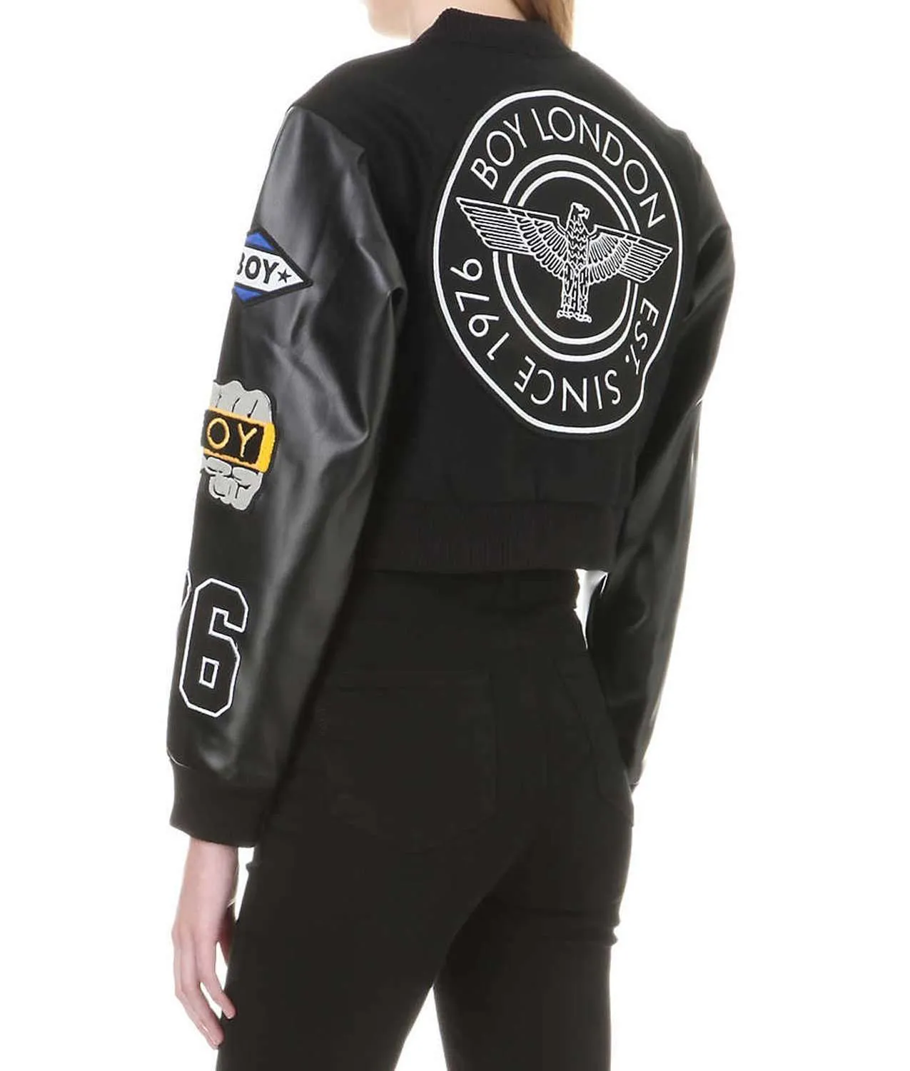 Crop Black Varsity Jacket Crop Black Varsity Jacket