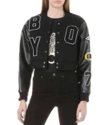 Crop Black Varsity Jacket Crop Black Varsity Jacket