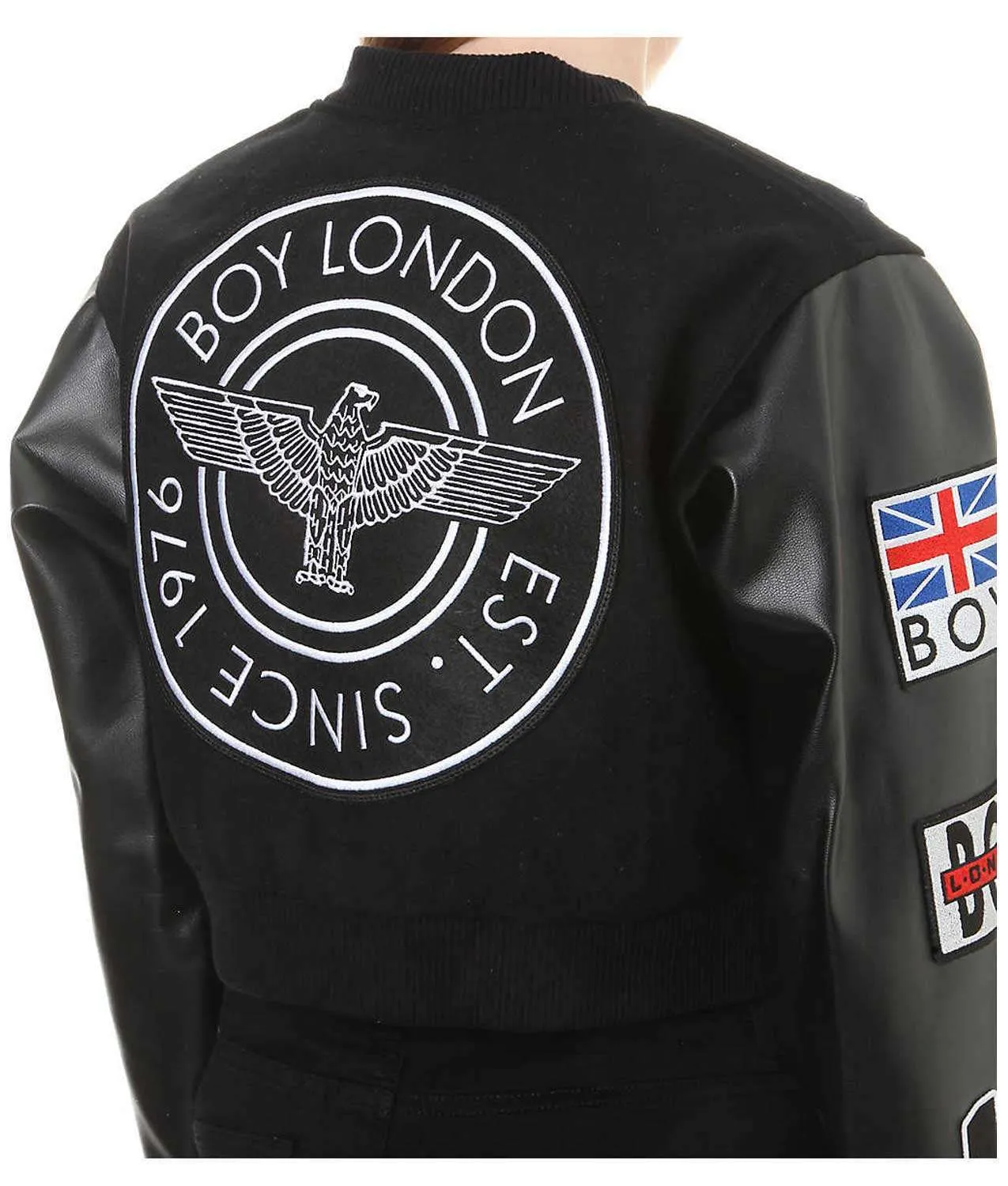 Crop Black Varsity Jacket Crop Black Varsity Jacket