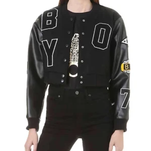 Crop Black Varsity Jacket