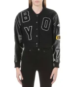 Crop Black Varsity Jacket Crop Black Varsity Jacket