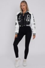 Cropped Black Varsity Jacket Cropped Black Varsity Jacket