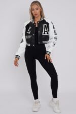 Cropped Black Varsity Jacket Cropped Black Varsity Jacket
