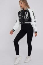Cropped Black Varsity Jacket Cropped Black Varsity Jacket