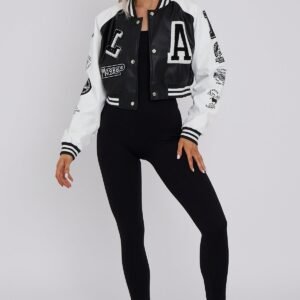 Cropped Black Varsity Jacket