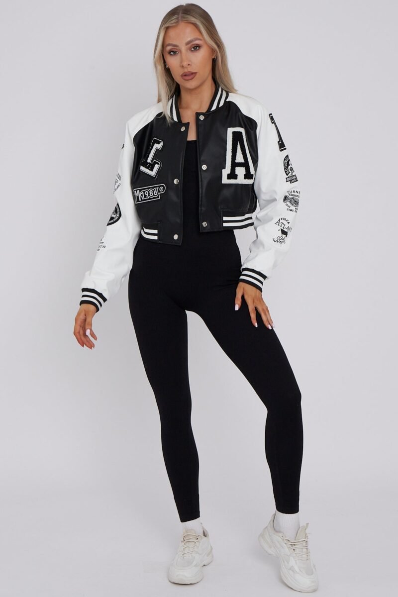 Cropped Black Varsity Jacket