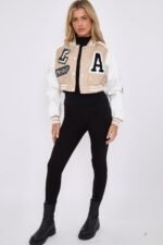 Cropped Stone Varsity Jacket Cropped Stone Varsity Jacket