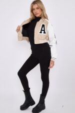 Cropped Stone Varsity Jacket Cropped Stone Varsity Jacket