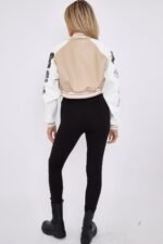 Cropped Stone Varsity Jacket Cropped Stone Varsity Jacket