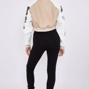 Cropped Stone Varsity Jacket