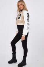 Cropped Stone Varsity Jacket Cropped Stone Varsity Jacket