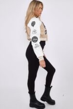 Cropped Stone Varsity Jacket Cropped Stone Varsity Jacket