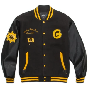 Crusaders Black And Yellow Wool Letterman Jacket