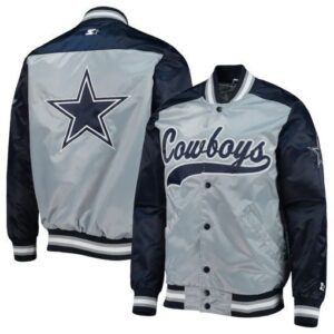 Dallas Cowboys Blue And Grey Varsity Satin Jacket