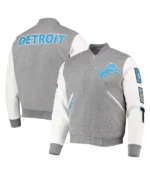 Detroit Lions Varsity White And Grey Jacket
