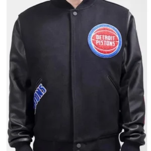 Detroit Pistons Black Letterman Varsity Jacket for authentic team pride and timeless varsity styling
