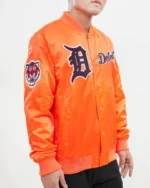 Detroit Tigers Chest Hit Logo Satin Orange Jacket