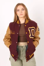 Dexter Bailey Maroon And Mustard Varsity And Letterman Jacket
