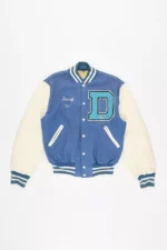 Dickinson Blue And White Wool And Leather Varsity Jacket