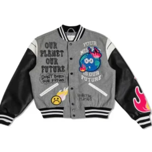 Dont Burn Our Future Sos Varsity Jacket