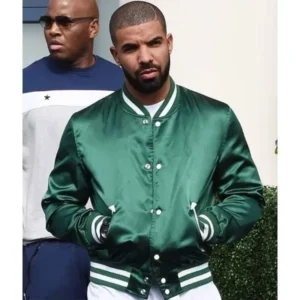 Drake Bomber Green Satin Jacket
