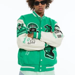 White Green Varsity And Letterman Jacket
