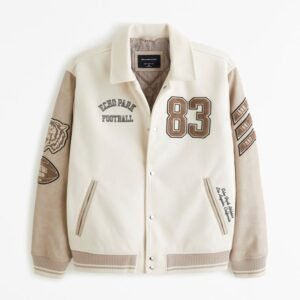 Echo Park Football 83 Cream Varsity Jacket
