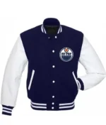 Edmonton Oilers Letterman Blue And White Jacket