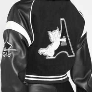 Eiffel Black Wool And Leather Varsity Jacket