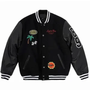 Eight & Nine No Worries Black Letterman Jacket