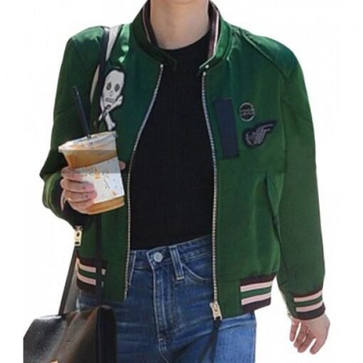 Emma-Roberts-Green-Bomber-Jacket.jpg Emma Roberts Green Bomber Jacket
