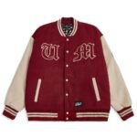 Evolving Just Backwards Maroon Varsity Jacket