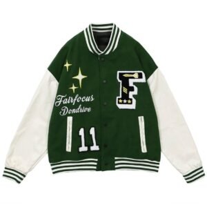 Fair Focus Dondrive Green Letterman Jacket
