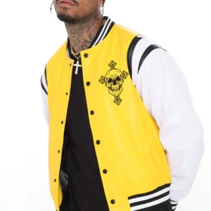 Fallen Soul Yellow And White Varsity Jacket