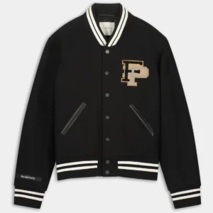 Filling Pieces Black Wool Varsity Jacket