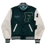 Finura Green And White Letterman Jacket