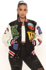First Row Black And White Letterman Jacket