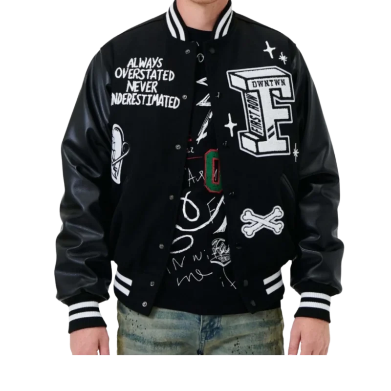 First Row Never Accept The Easy Life Varsity Jacket
