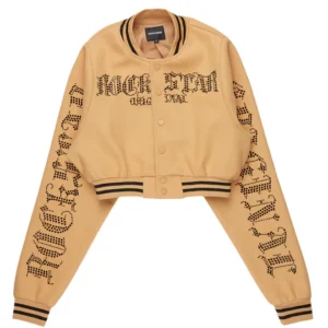Gianni Crop Rhinestone Varsity Jacket