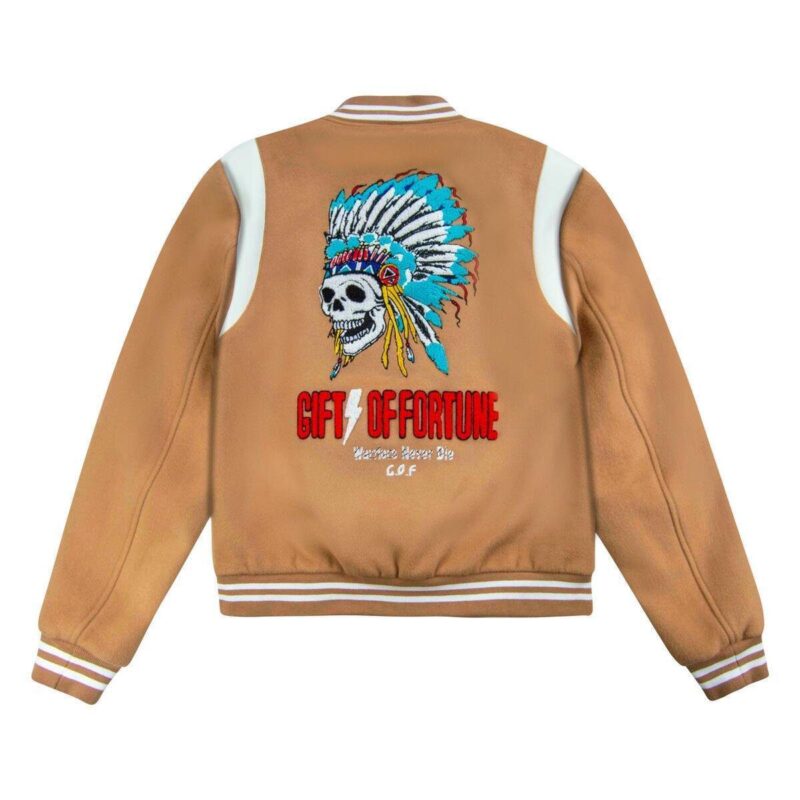 Gifts Of Fortune Never Die Tan Varsity Jacket
