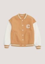 Girls Candy Couture Cream Varsity Jacket