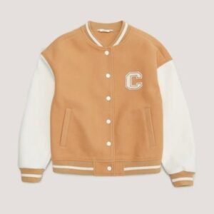 Girls Candy Couture Cream Varsity Jacket