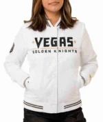 Golden Knights Vegas White Bomber Satin Jacket