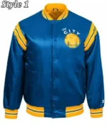 Golden State Warriors Enforcer Throwback Royal Blue Satin Jacket Golden State Warriors Enforcer Throwback Royal Blue Satin Jacket
